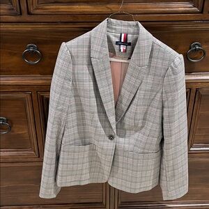 TH Women’s Plaid Blazer - Black, White, Pink and blue